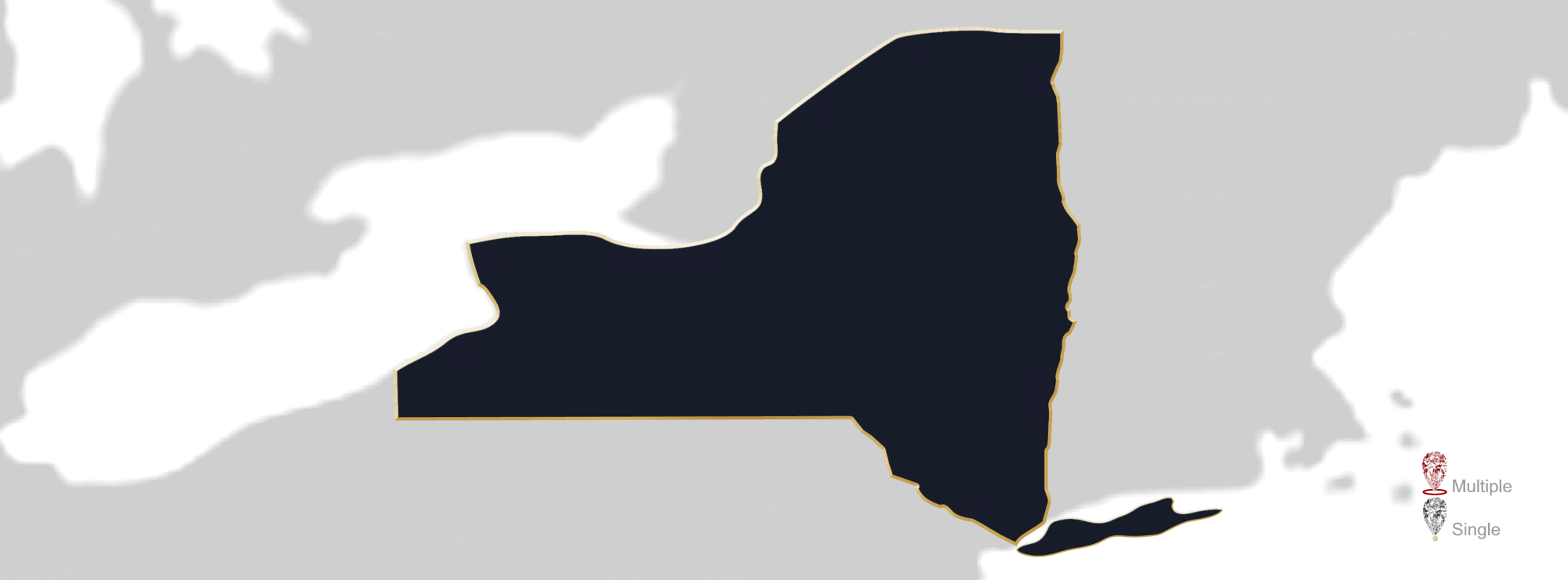 Map showing location of jewelry appraisers in the State of New York