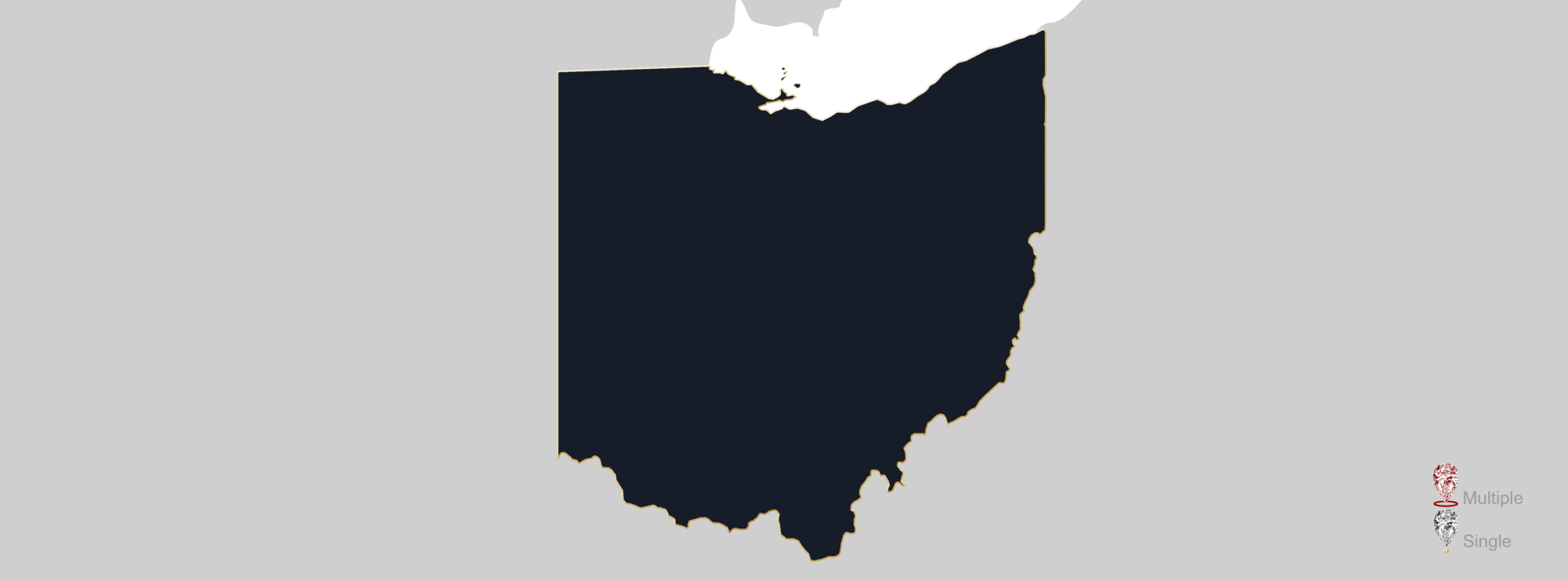 Map showing location of jewelry appraisers in Ohio