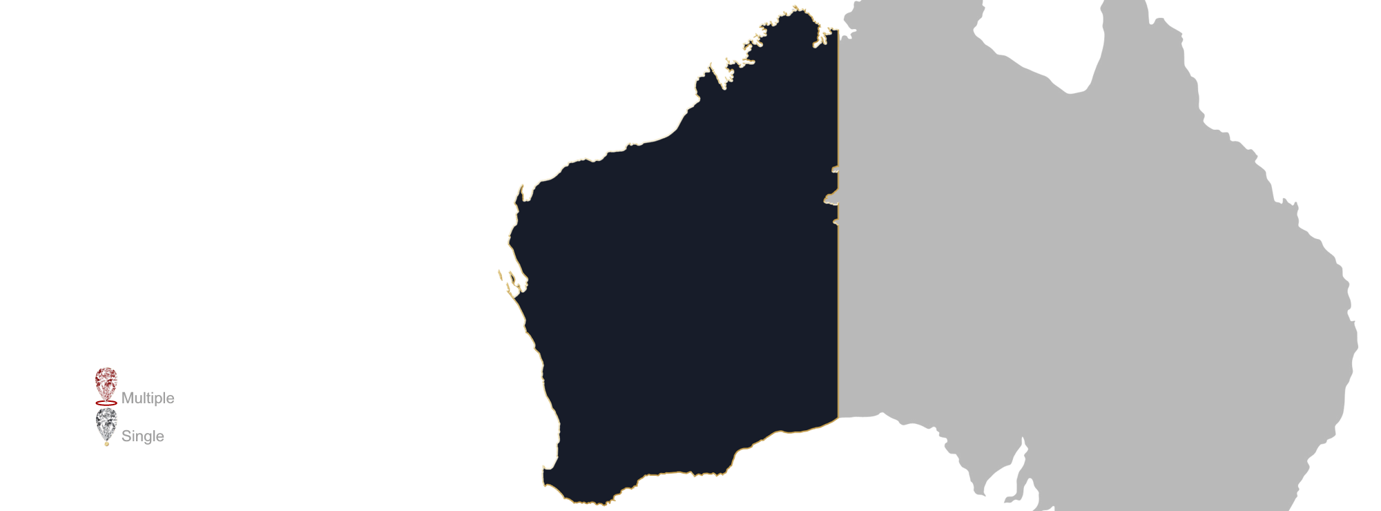 Map showing location of jewellery valuers in Western Australia