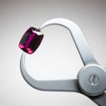 Loose gemstones are also appraised and valued. Shown here is a fine Rhodolite Garnet.