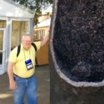 Chuck is a regular visitor to important gem shows and gemological events for gem price and new treatments research. Pictured here at the Tucson Gem Show with an enormous amethyst geode